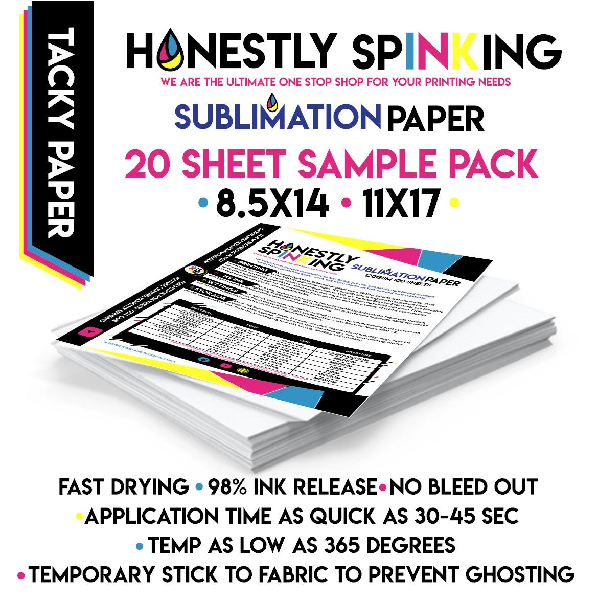 Honestly SpINKing INKcredible TACKY Sublimation Paper Sheets – HS