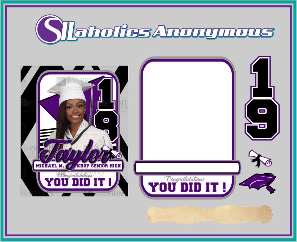 HS INK Digital Graduation Fan Template You Did It Rounded Rectangle Templates