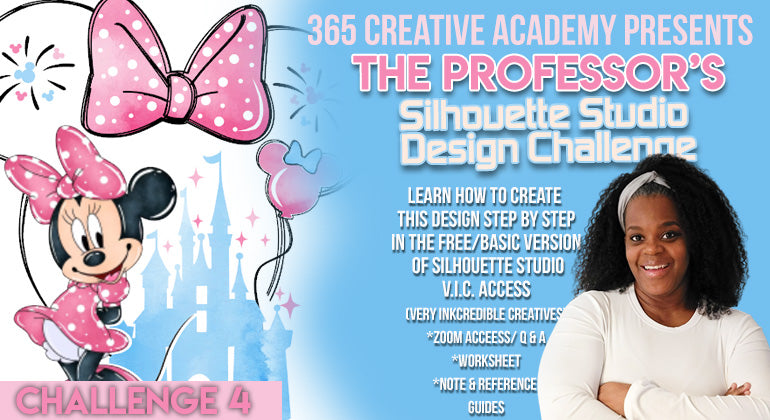 365 Creative Academy Silhouette Design Challenge 4 - Watercolor Girl Mouse and Sketch Art Ears V.I.C. Access