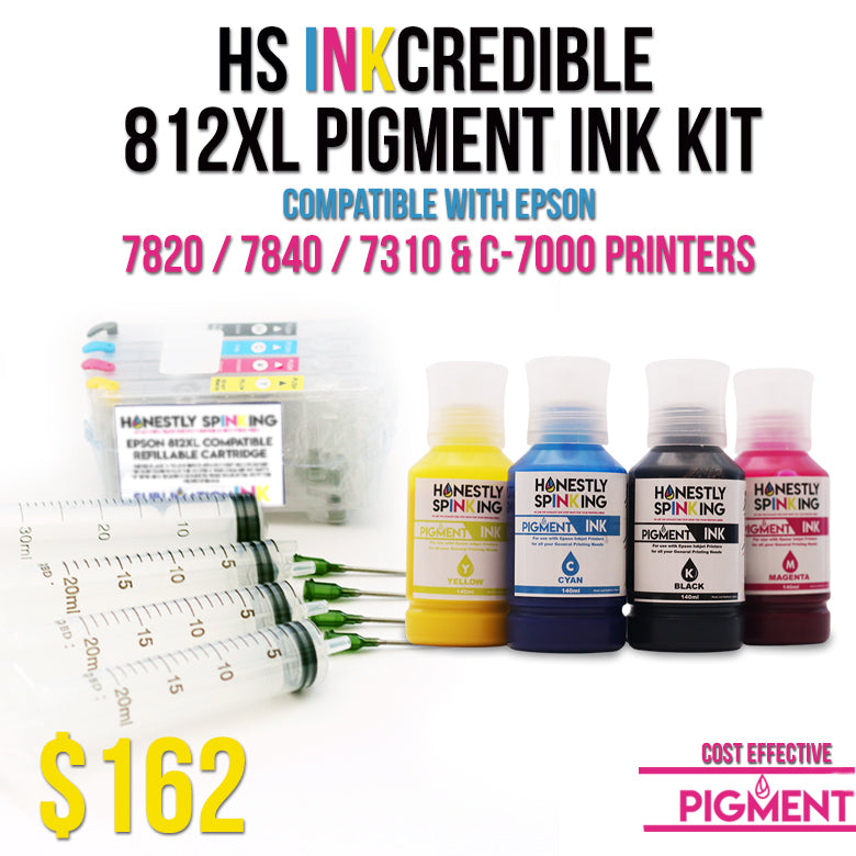 Honestly SpINKing Epson 812 XL DIY Pigment Ink Kit for WF 7820 / 7840/ 7310 Printers
