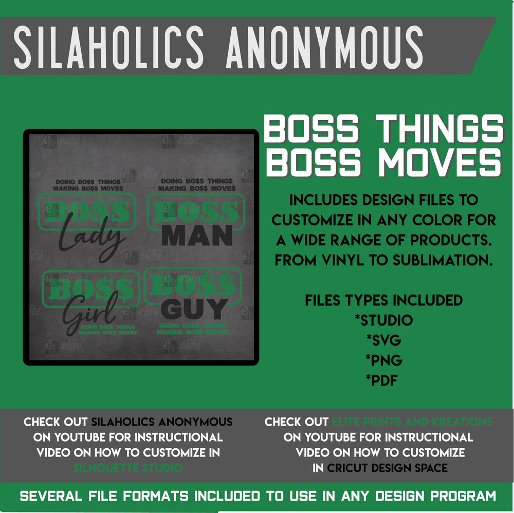 HS INK Digital BOSS THINGS BOSS MOVES (Girl, Lady, Guy and Man) Design Bundle