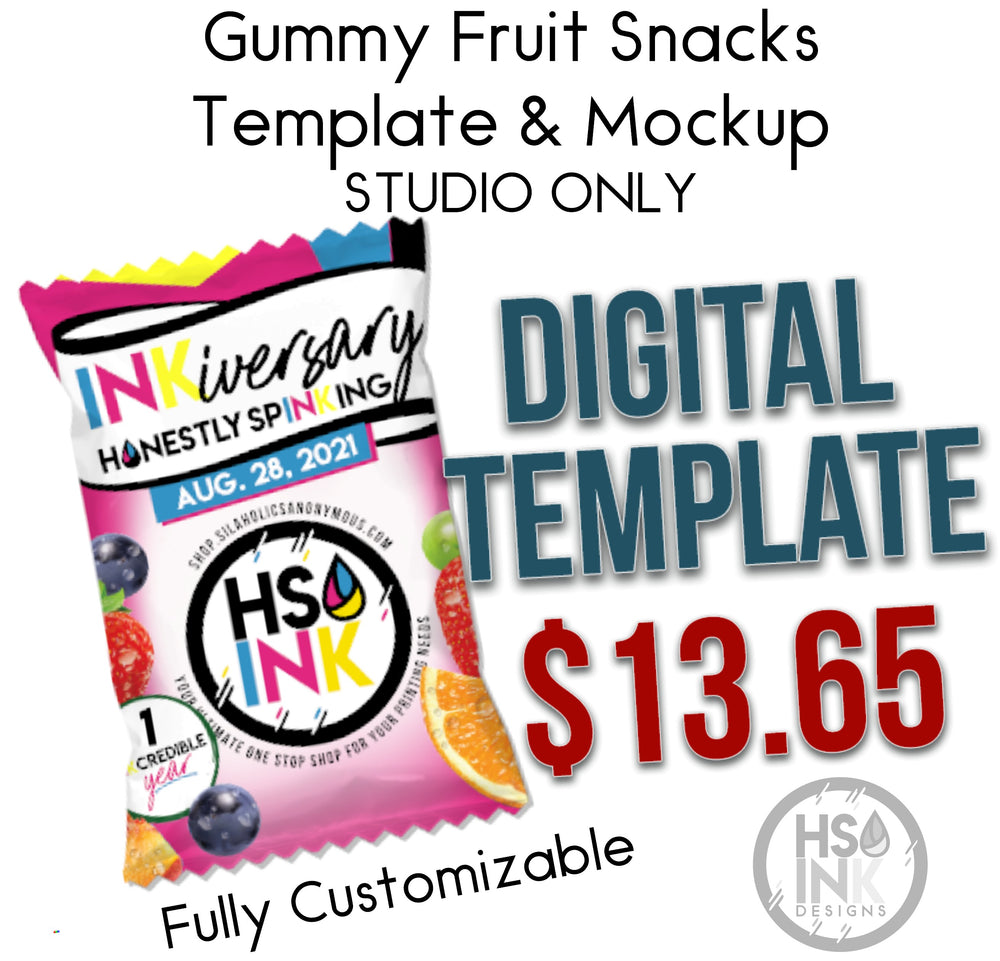 HS INK Digital Gummy Fruit Snack Template and Mockup
