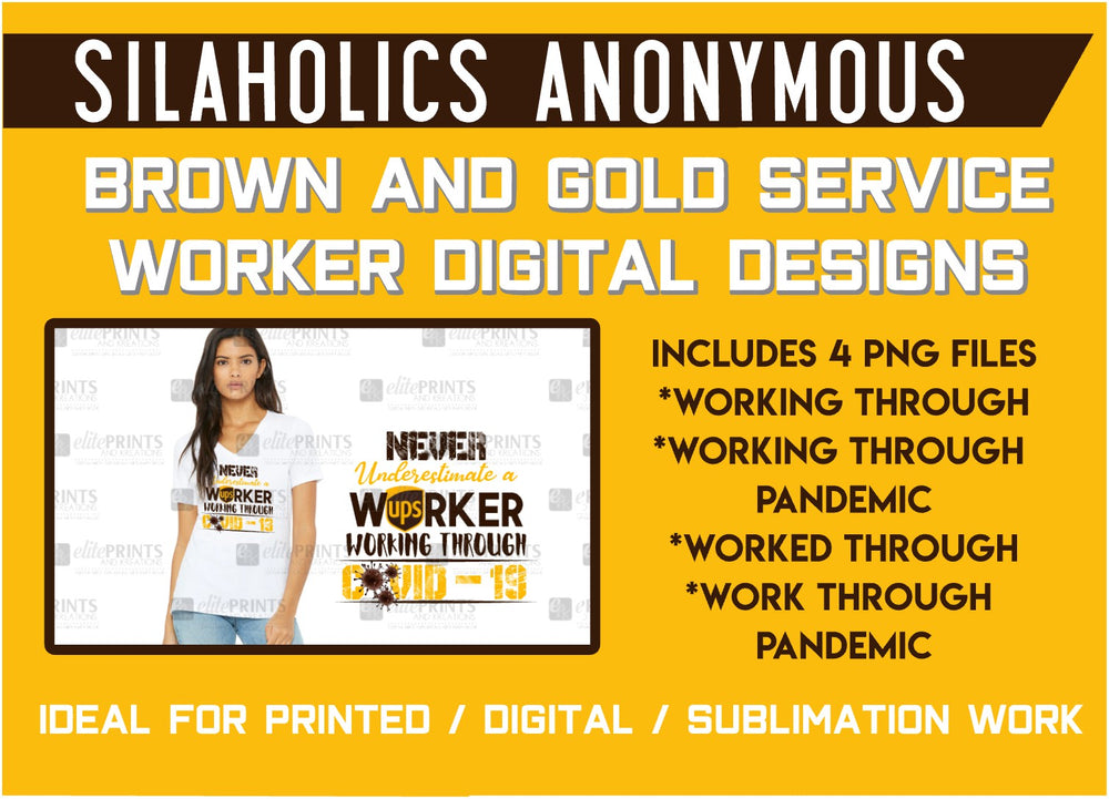 HS INK Digital Never Underestimate Design - Brown and Gold Worker